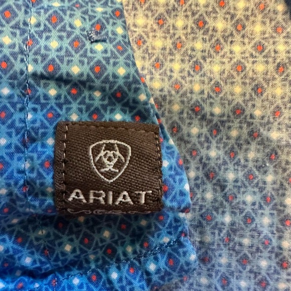 Ariat Men’s Kirk Geometric Blue Long Sleeve Button Down Shirt Size L - Picture 5 of 8